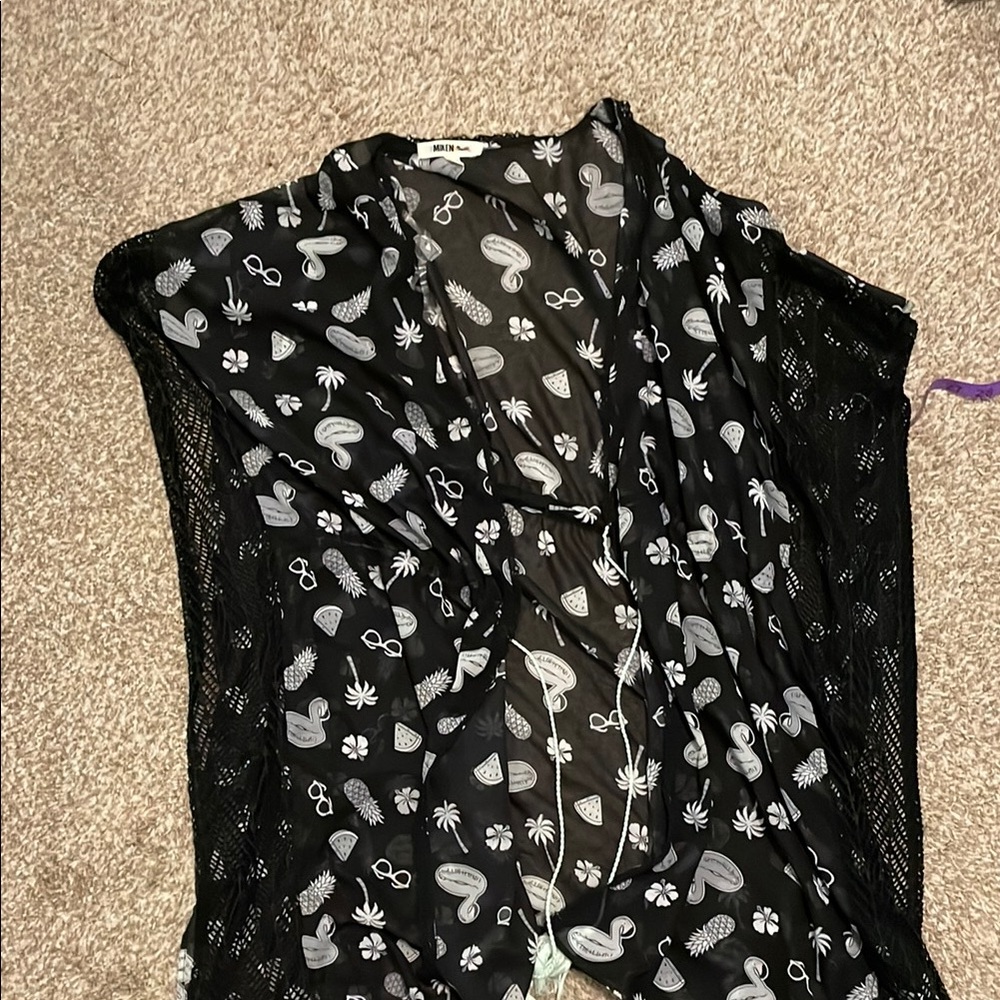 Miken Black and White Swim Coverup